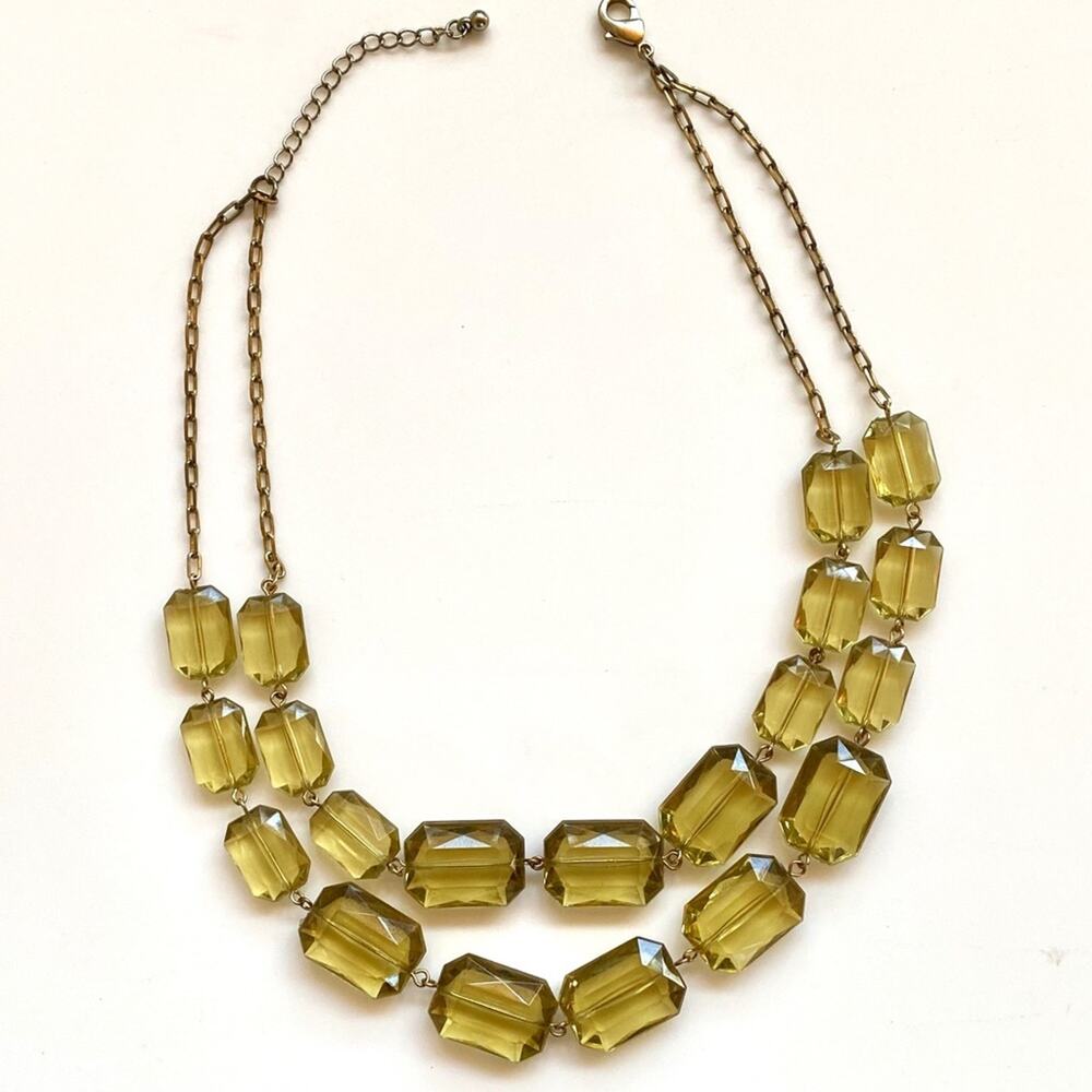 Pale Green Double Strand Crystal Bead Necklace